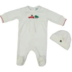 Velour Holiday Romper With Hat