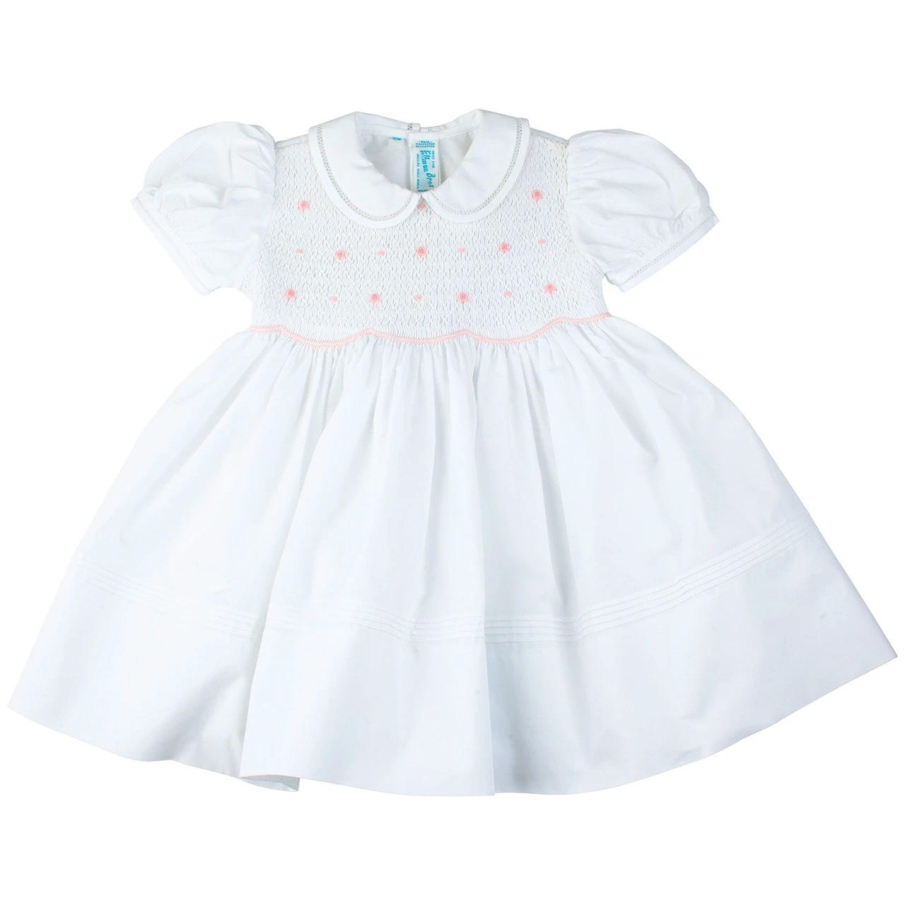 Smocked Rosebud Dress White 1 Smocked Rosebud Dress White