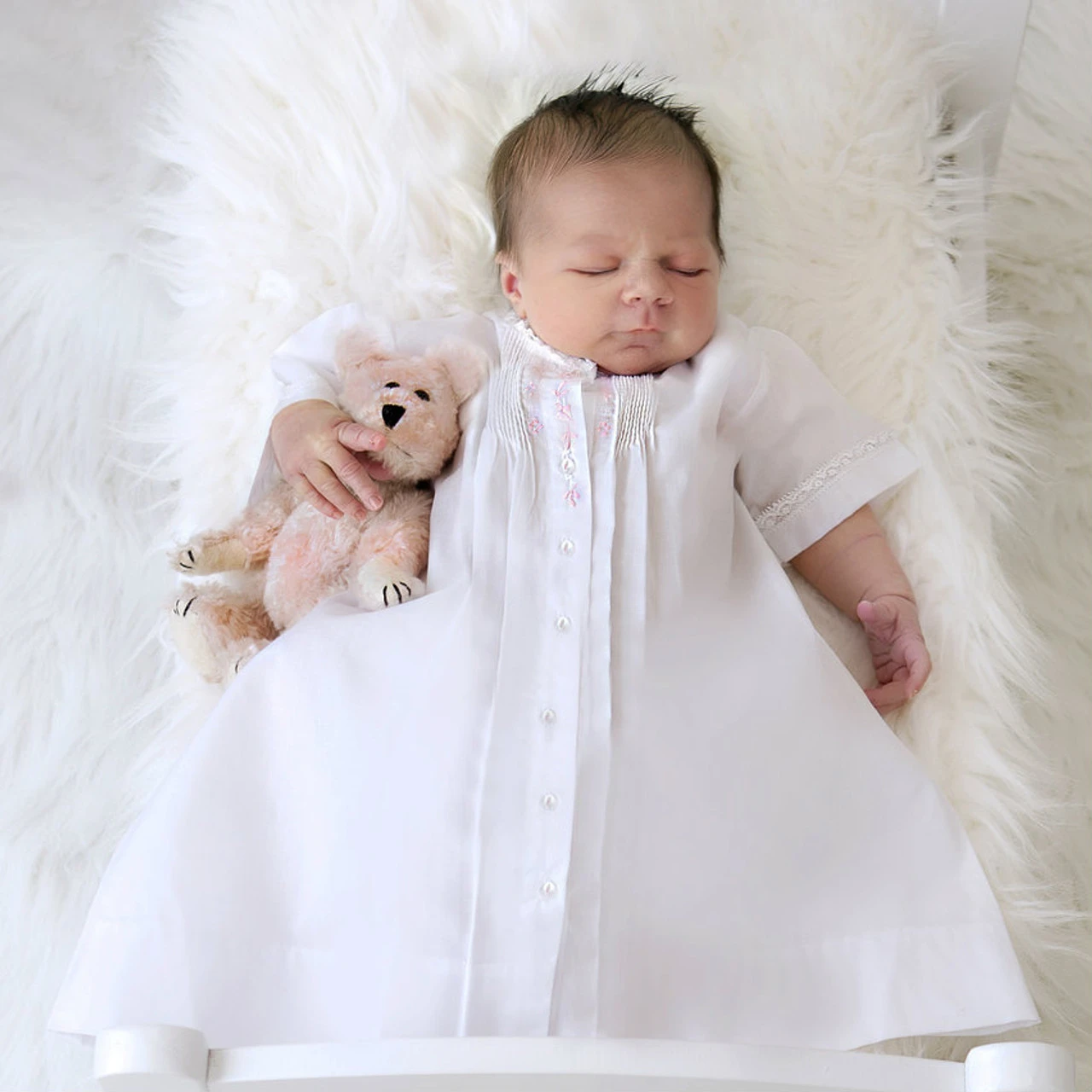 Girls Embroidered Folded Daygown 2 Girls Embroidered Folded Daygown - Image 2