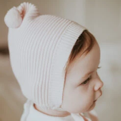 Pom Pom Ribbed Knit Bonnet -Baby Clothes Sales 208 LS1 46081.1642524292