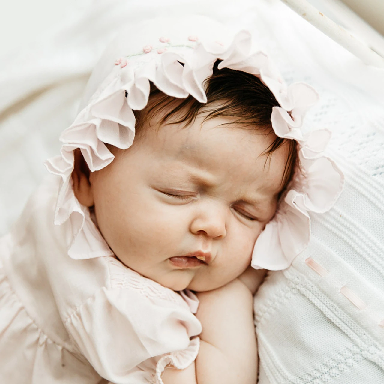 Girls Rose Garden Collection Smocked Bonnet 2 Girls Rose Garden Collection Smocked Bonnet - Image 2