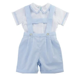 Blue 2-Piece Suspender Short Set