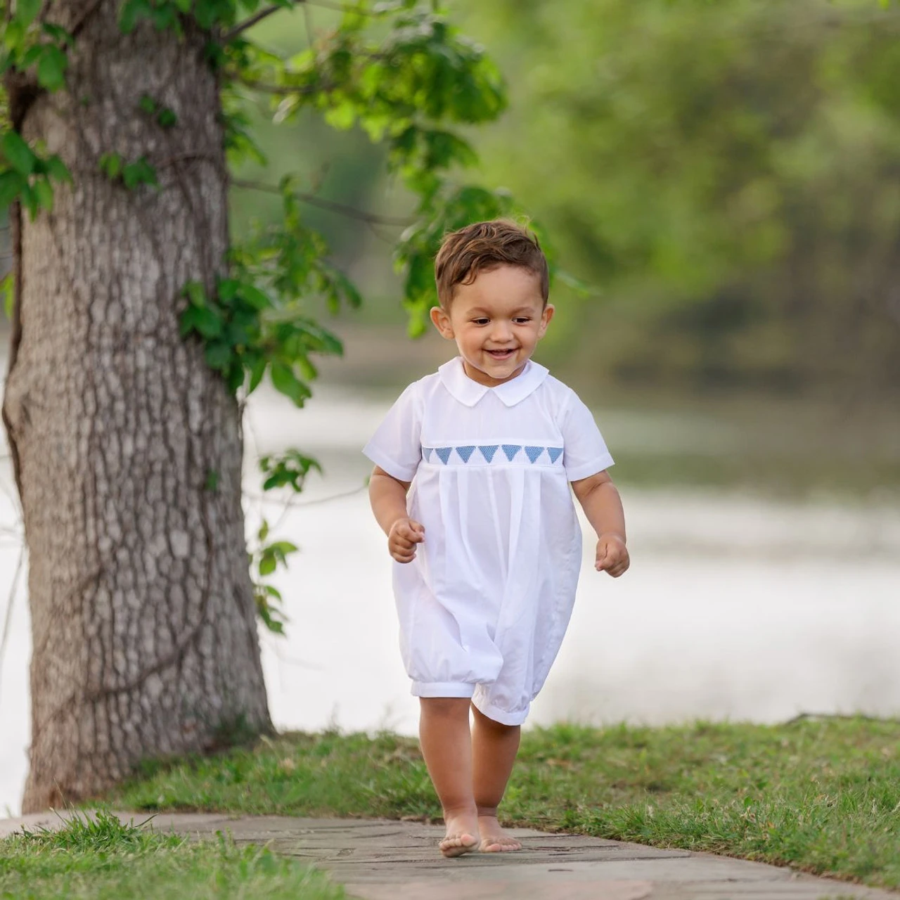 Southern Belle Smocked Boys Romper 2 Southern Belle Smocked Boys Romper - Image 2