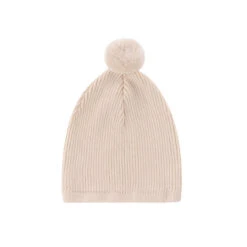 Rib Knit Pom Pom Beanie