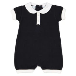 Pique Collared Knit Shortall