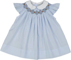 Argyle Smocked Fly Sleeve Dress