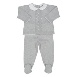Pique Collar Dot Knit Set Heather Grey -Baby Clothes Sales 4807HG 12438.1694195213