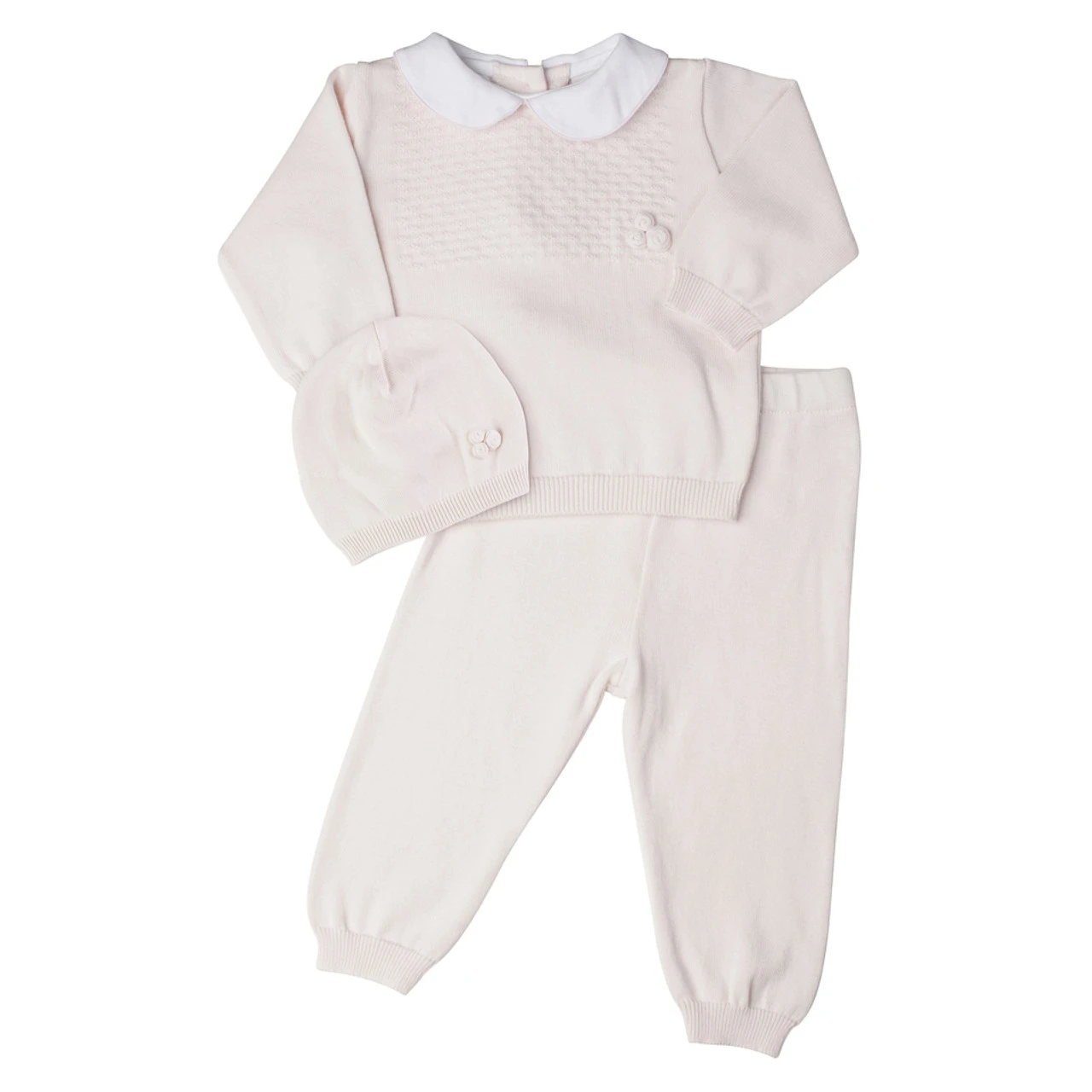 Girls Pique Collar Diamond Knit 2-Piece With Hat 1 Girls Pique Collar Diamond Knit 2-Piece With Hat