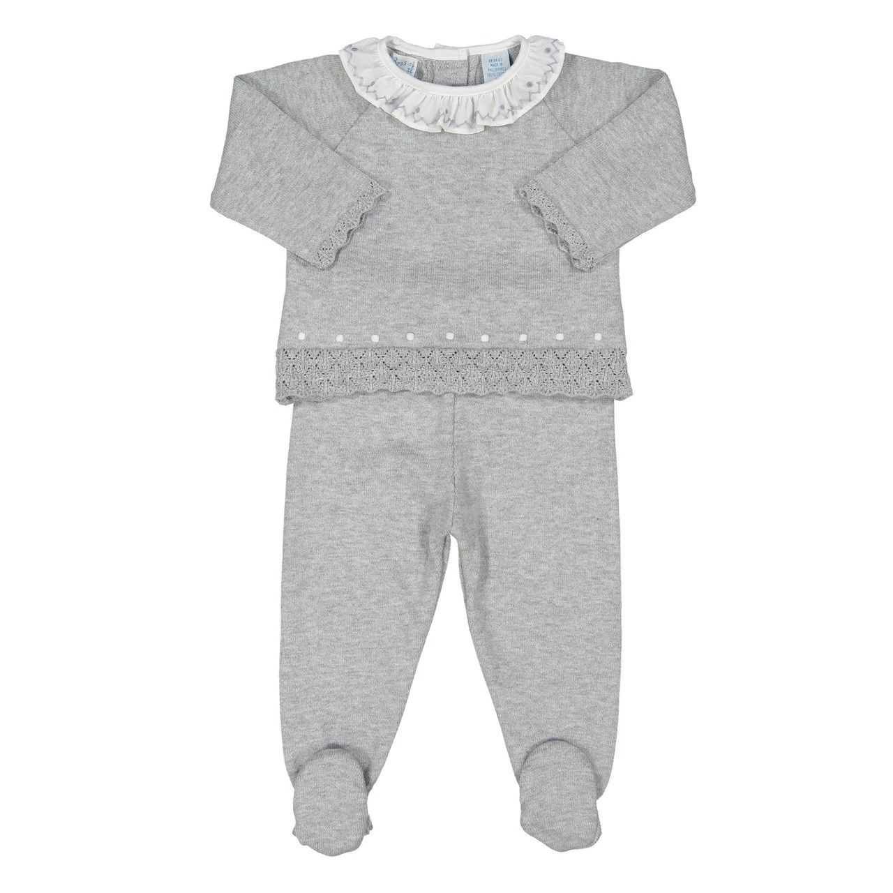 Dot Ruffle Collar Diamond Knit Set 1 Dot Ruffle Collar Diamond Knit Set