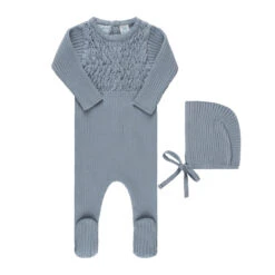 Baby Smocked Ribbed Knit Romper & Bonnet -Baby Clothes Sales 6014 2 04885.1694195342