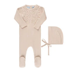 Baby Smocked Ribbed Knit Romper & Bonnet -Baby Clothes Sales 6014 3 68376.1694195342