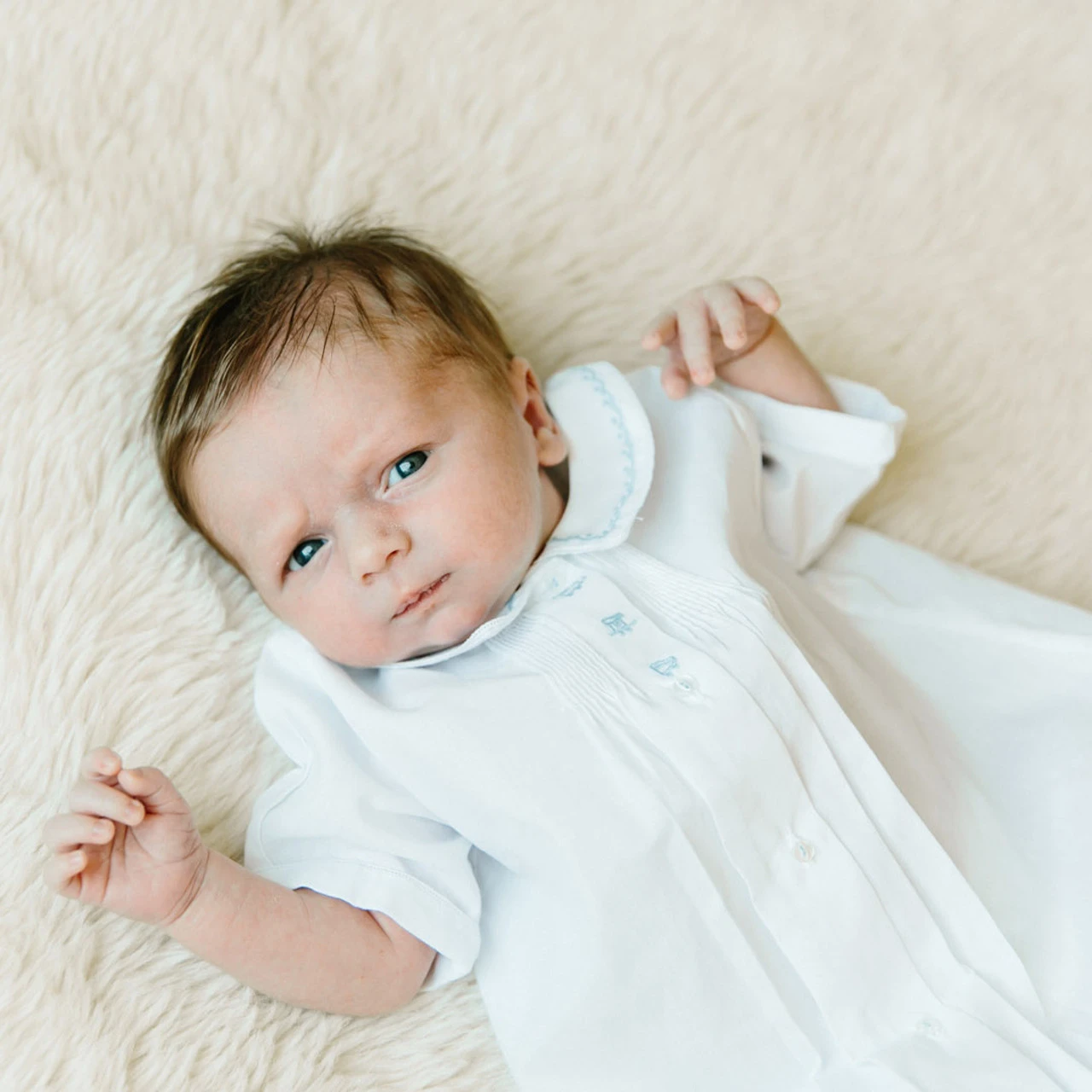 Boys Train Embroidery Folded Daygown 2 Boys Train Embroidery Folded Daygown - Image 2