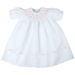 Pearl Flower Bishop Dress -Baby Clothes Sales Bishop Dress Pearls 86549WhitePink 14215.1694194685
