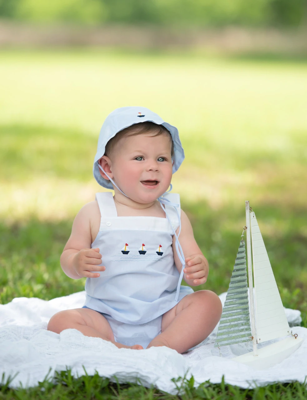 Boys Sailboat Sun Hat 2 Boys Sailboat Sun Hat - Image 2