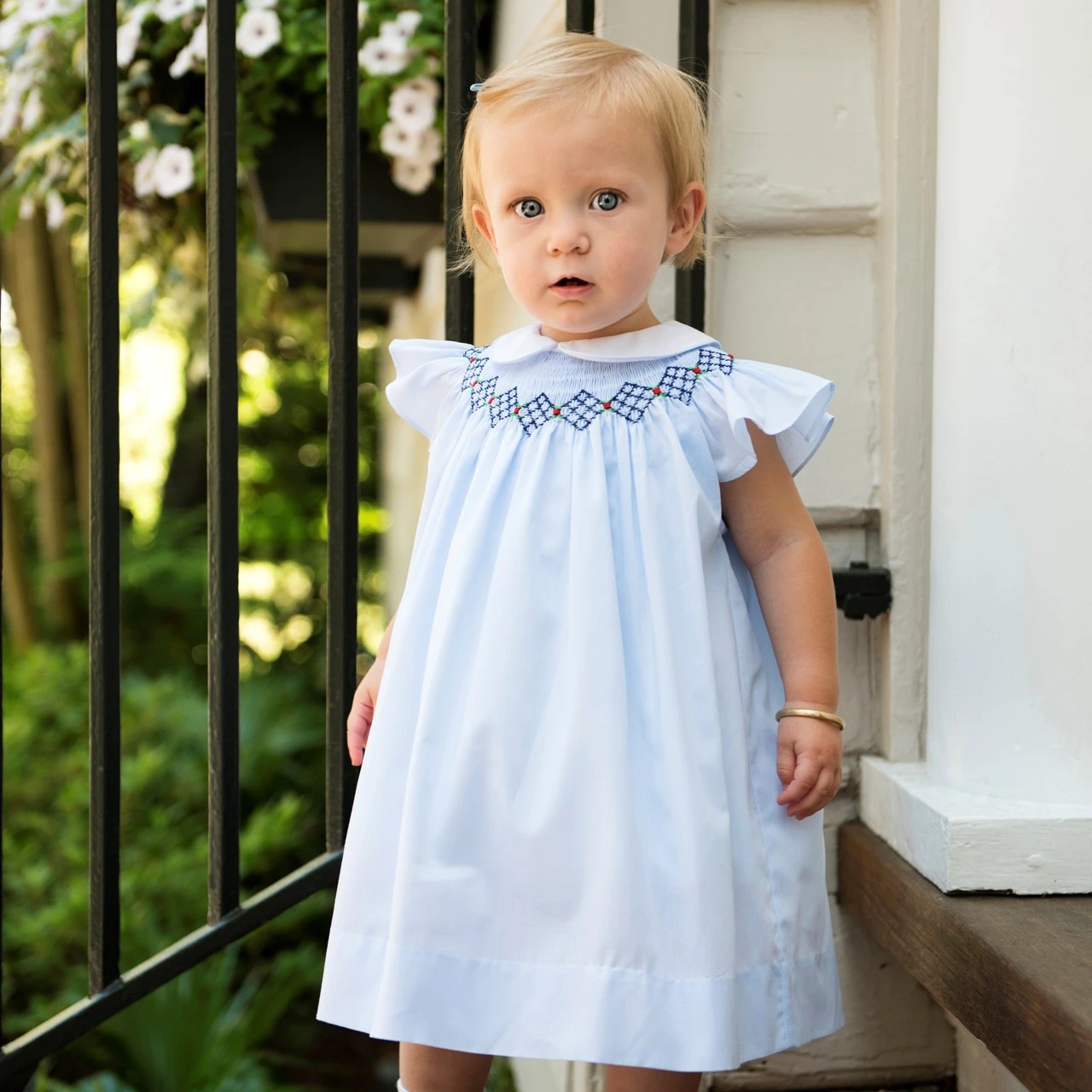 Argyle Smocked Fly Sleeve Dress 3 Argyle Smocked Fly Sleeve Dress - Image 3