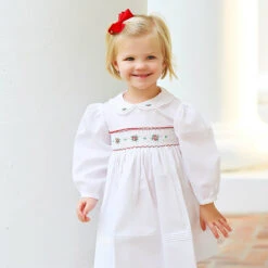 Long Sleeve Smocked Holiday Dress -Baby Clothes Sales K22A5945 copy 85292.1637267559