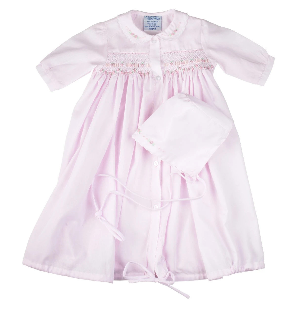 Ribbon & SmockingTake Me Home Gown With Hat 1 Ribbon & SmockingTake Me Home Gown With Hat