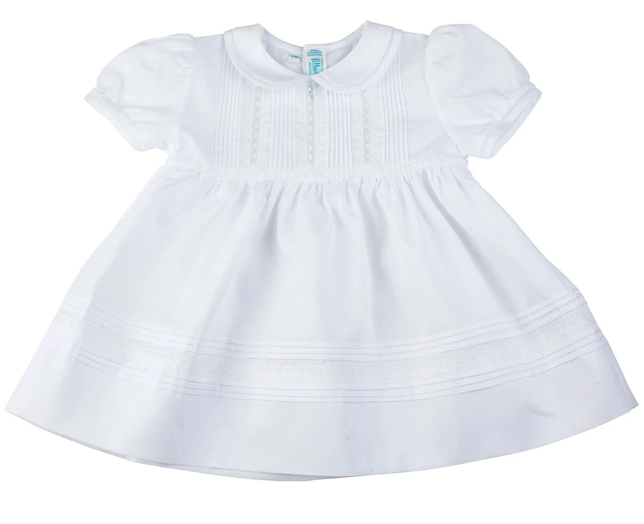Pintucks & Lace Dress White 1 Pintucks & Lace Dress White