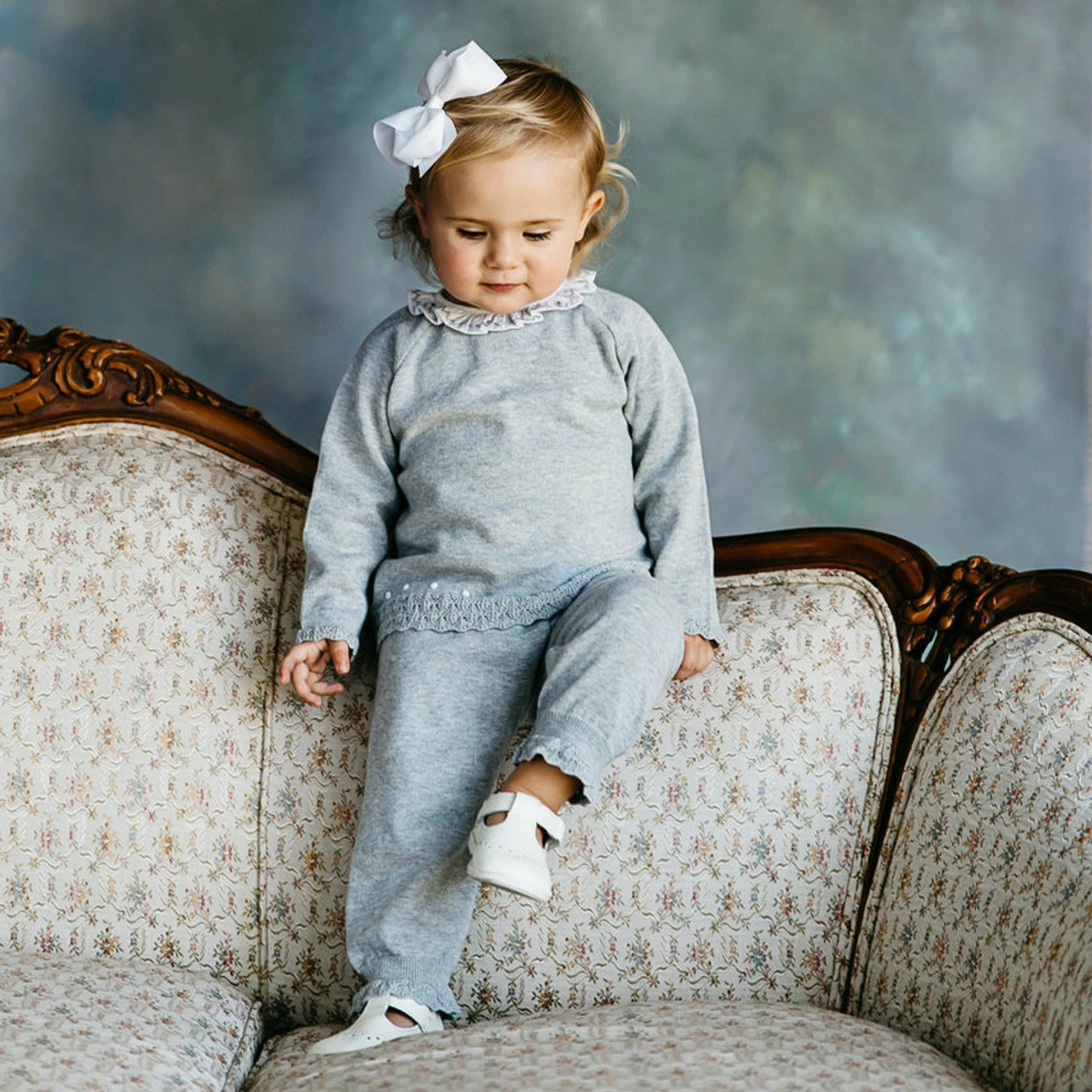 Dot Ruffle Collar Diamond Knit Set 4 Dot Ruffle Collar Diamond Knit Set - Image 4