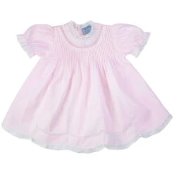 Lace Trim Embroidered Slip Dress -Baby Clothes Sales Slip Dress Lace Inserts Pintucks 1606Pink 05866.1694194703