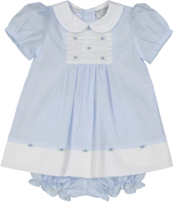 Rosebud Bib Dress -Baby Clothes Sales baby blue dress and knickers 0 Front 90874.1641418915