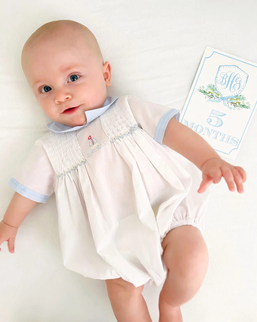 Sailboat Smocked Creeper 2 Sailboat Smocked Creeper - Image 2