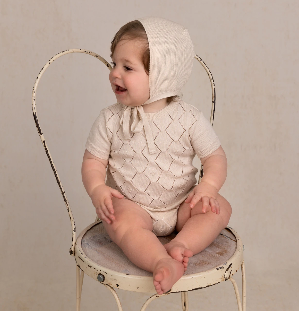 Boys Eyelet Knit Romper 2 Boys Eyelet Knit Romper - Image 2